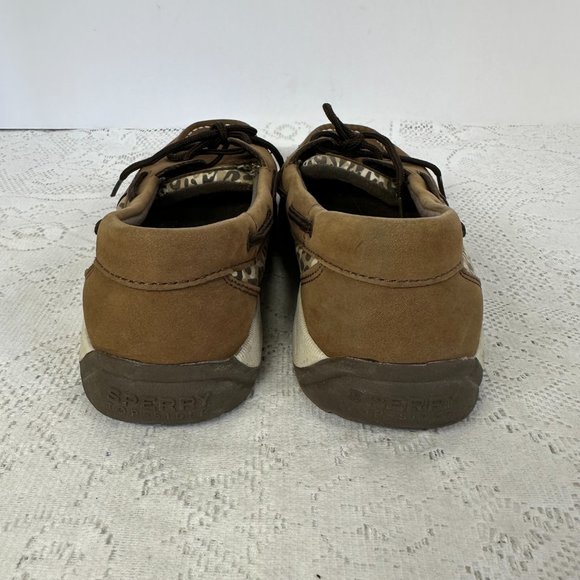 Sperry Top Siders Sparkly Cheetah Print flats, Brown leather, side leopard, 7.5M - Picture 3 of 9